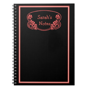 Red Framed Ornate Nameplate Notebook