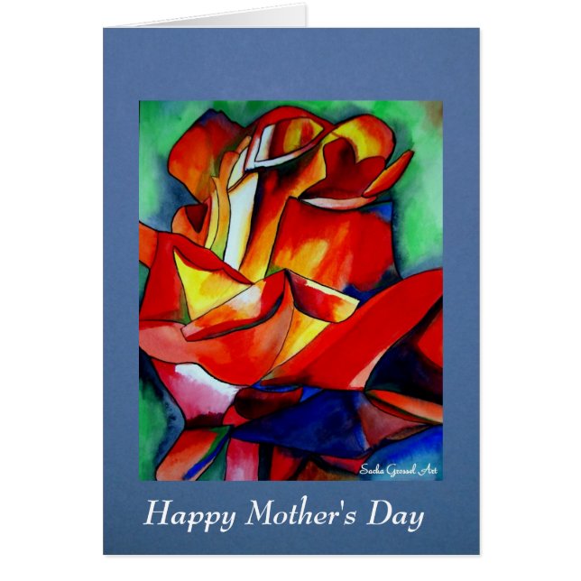 Red France Libre Rose Mother's Day card with poem (Front)