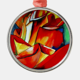 Red France Libre rose watercolor art Metal Ornament