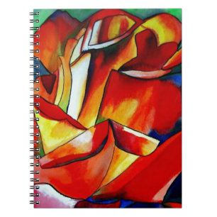 Red France Libre rose watercolor art Notebook
