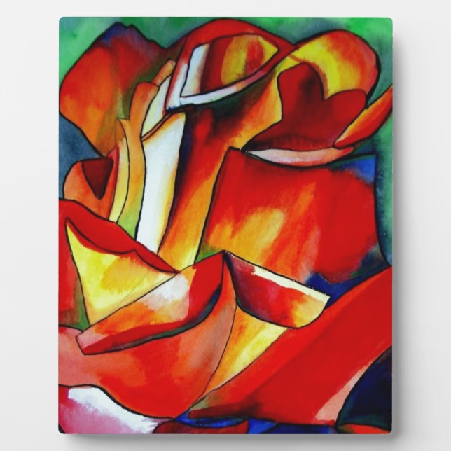 Red France Libre rose watercolor art Plaque (Front)