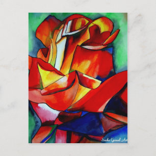 Red France Libre rose watercolor art Postcard