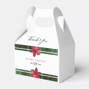 Red Frangipani Plumeria Wedding Favor Box