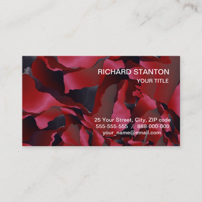 Red frayed abstraction business card (Front)