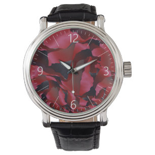 Red frayed abstraction watch