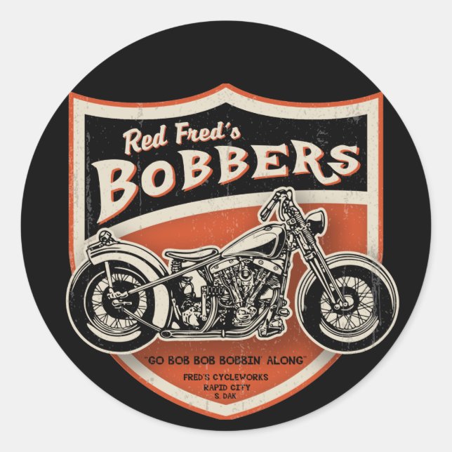 Red Fred's Bobbers Classic Round Sticker (Front)