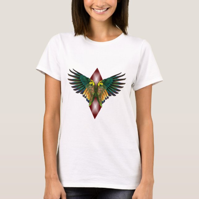 Red Freedom Wings Diamond Design T-Shirt (Front)