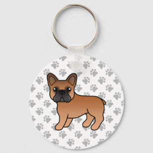 Red French Bulldog Cute Cartoon Dog Keychain