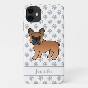 Red French Bulldog Cute Cartoon Dog & Name iPhone 11 Case