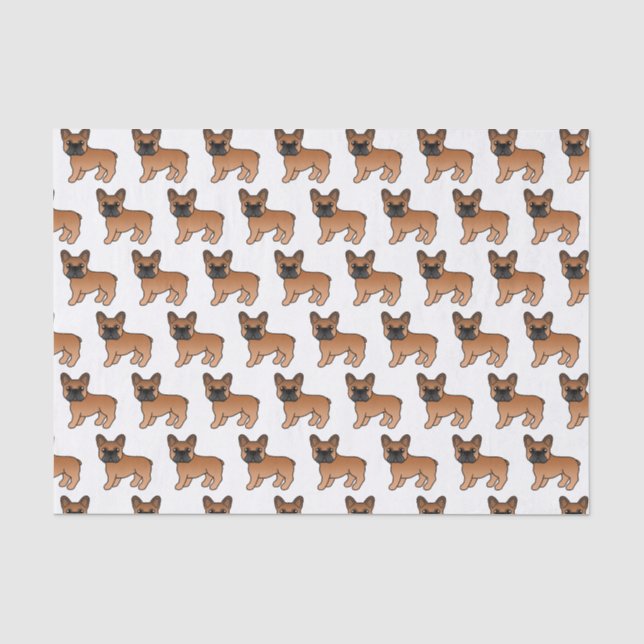 Red French Bulldog Cute Cartoon Dog Pattern Tissue Paper (Front)