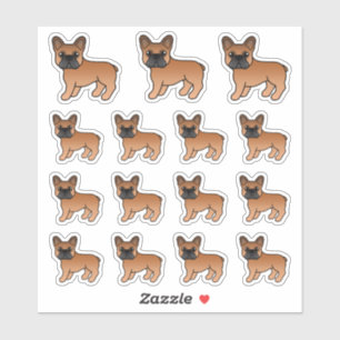 Red French Bulldog Cute Cartoon Dogs