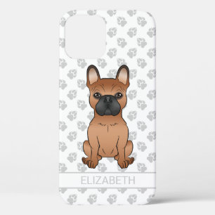Red French Bulldog / Frenchie Cartoon Dog & Name iPhone 12 Case