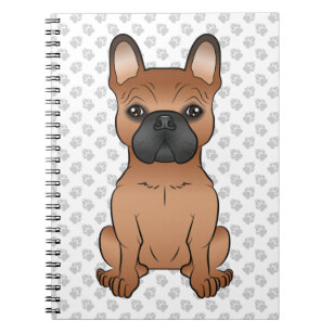 Red French Bulldog / Frenchie Cartoon Dog & Paws Notebook