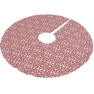 Red French Fleur de Lis Pattern Christmas Brushed Polyester Tree Skirt
