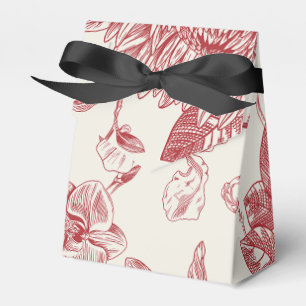 Red French Floral Toile Floral Favor Box