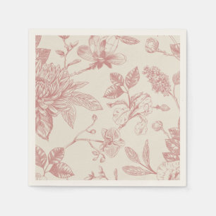 Red French Floral Toile Floral Napkin