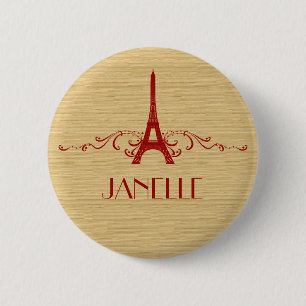 Red French Flourish Button