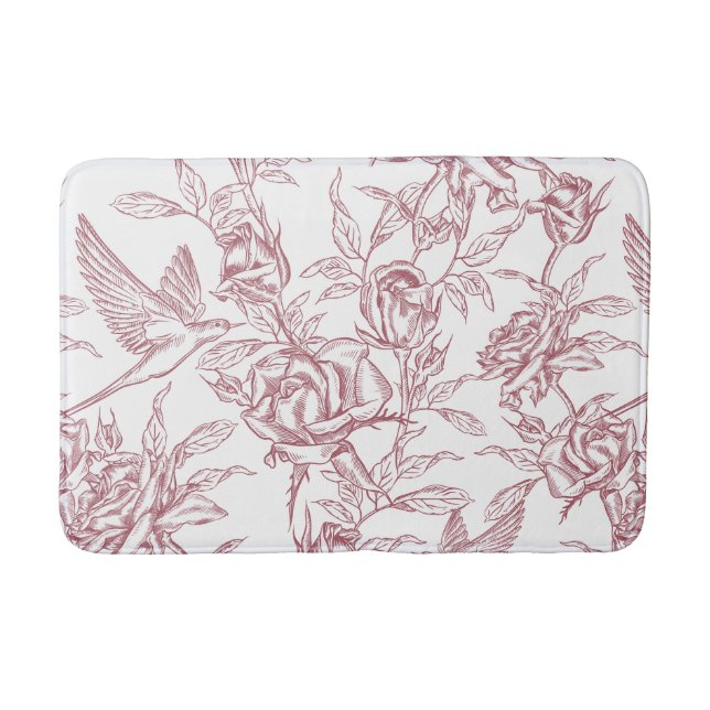 Red French Toile Bath Mat (Front)