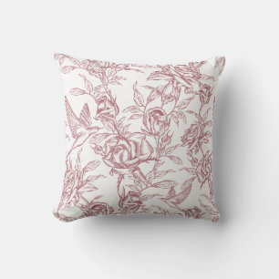 Red French Toile Throw Pillow