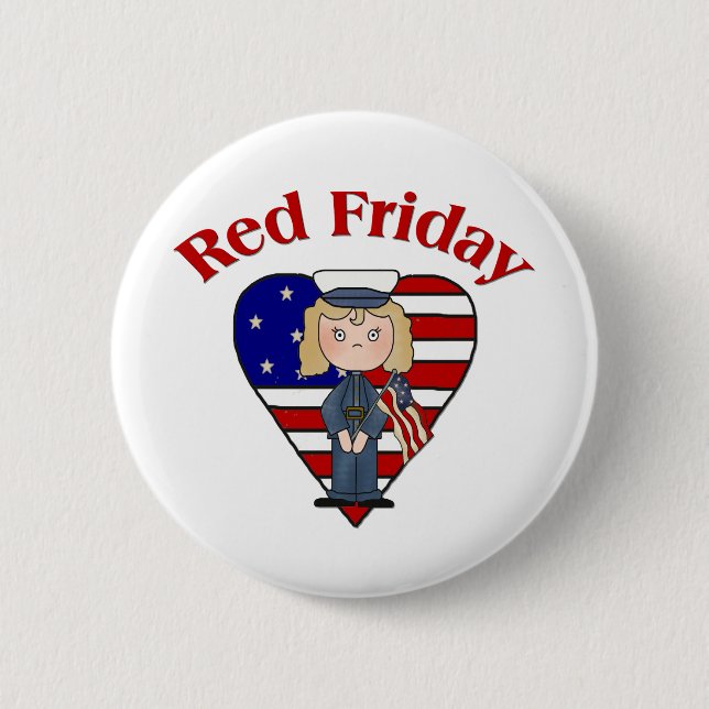 Red Friday Female 2 Inch Round Button (Front)