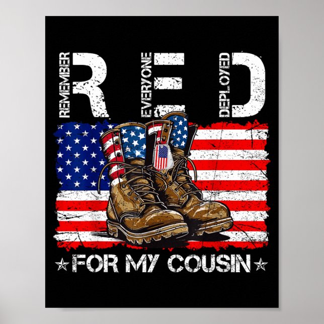 Red friday for cousin flag remember everyone poster (Front)