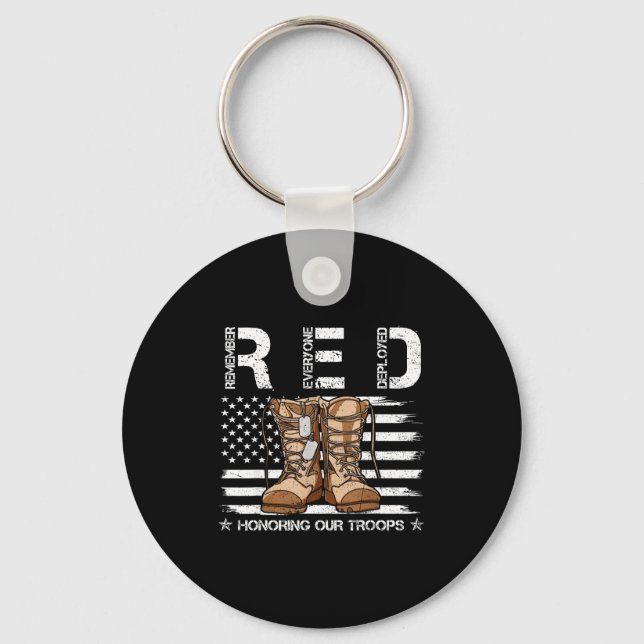 Red friday honoring troops remember everyone keychain (Front)