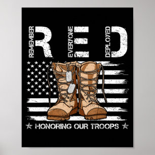 Red friday honoring troops remember everyone poster