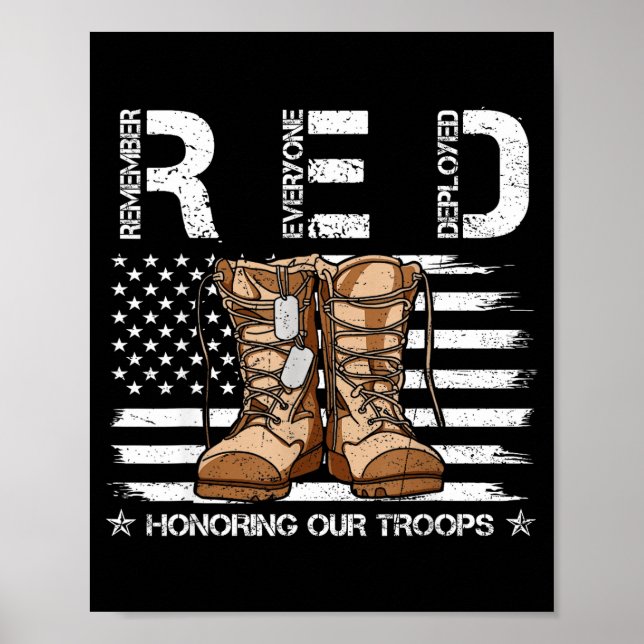 Red friday honoring troops remember everyone poster (Front)