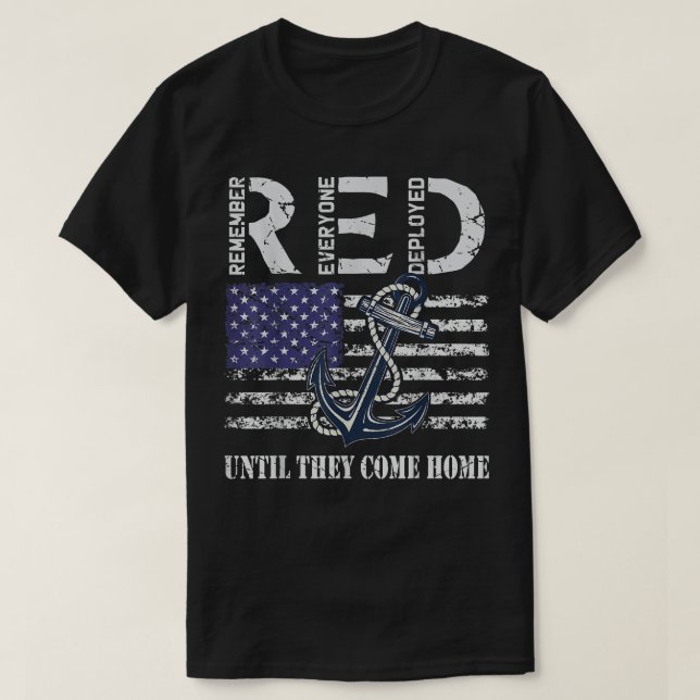 Red Friday Military Deployed Navy Soldier US Flag  T-Shirt (Design Front)