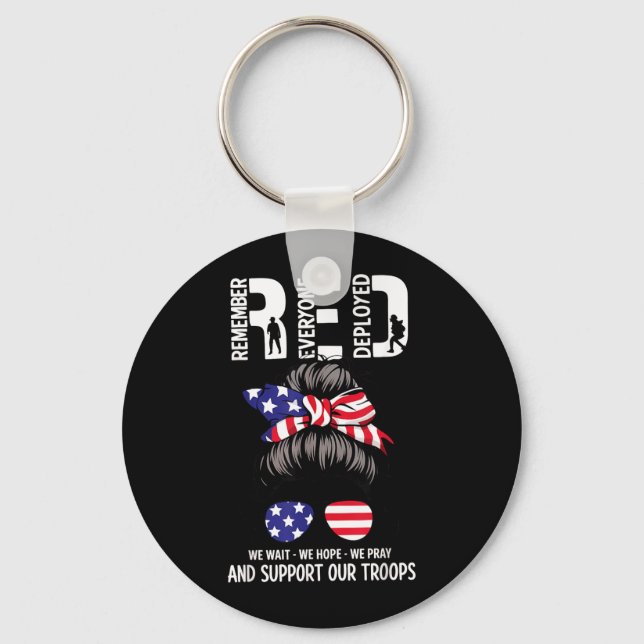 Red Friday Military Support - Remember Everyone Keychain (Front)