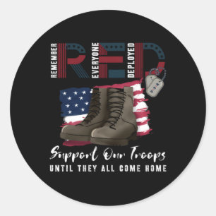 Red Friday Military We Wear Red Support Our Troops Classic Round Sticker
