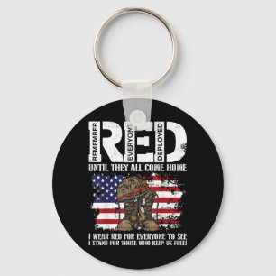 Red Friday Military Wear Red Support Troops Flag Keychain