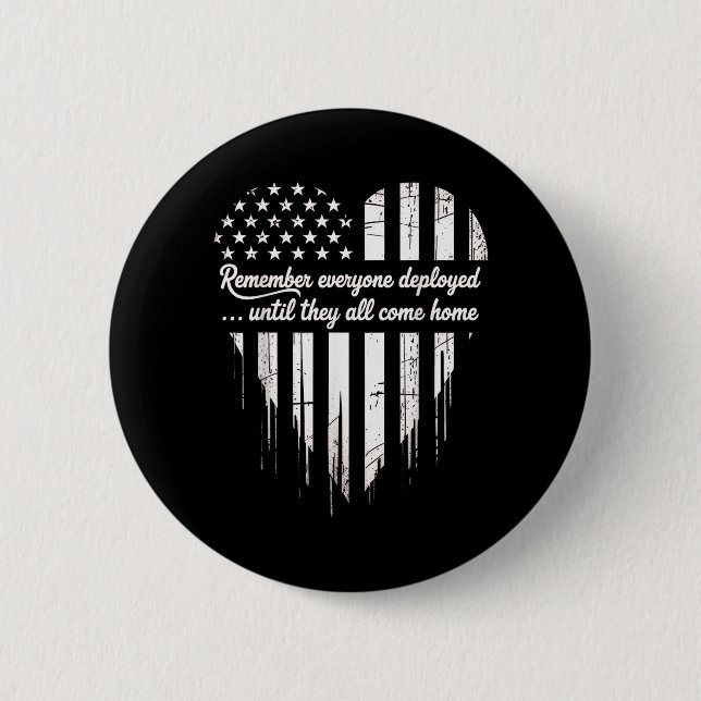 Red Friday Remember Everyone Deployed American 2 Inch Round Button (Front)
