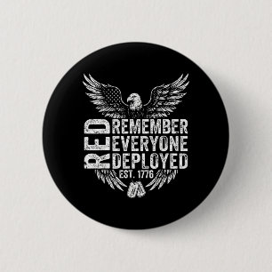RED Friday Remember Everyone Deployed Eagle 2 Inch Round Button