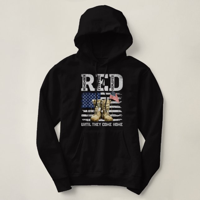 RED Friday Remember Everyone deployed every friday Hoodie (Design Front)
