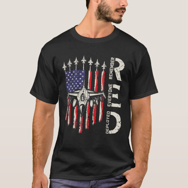RED Friday Remember Everyone Deployed Fighter Jet  T-Shirt (Front)