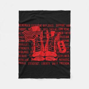 Red friday remember everyone deployed support men fleece blanket