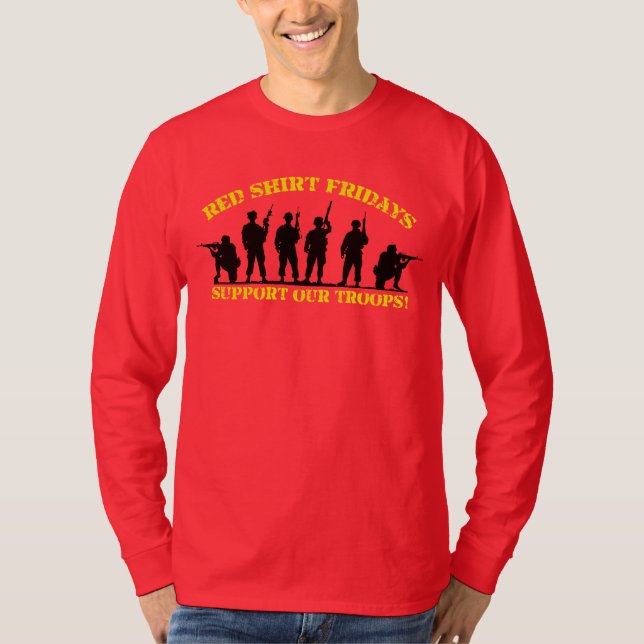 Red Friday Support Our Troops Long Sleeve Shirt (Front)