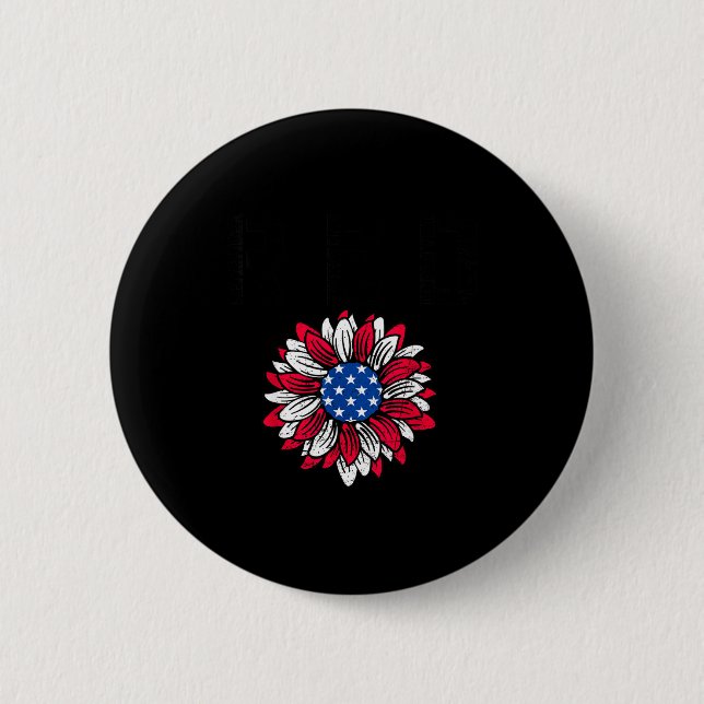 Red fridays sunflower flag usa remember everyone 2 inch round button (Front)