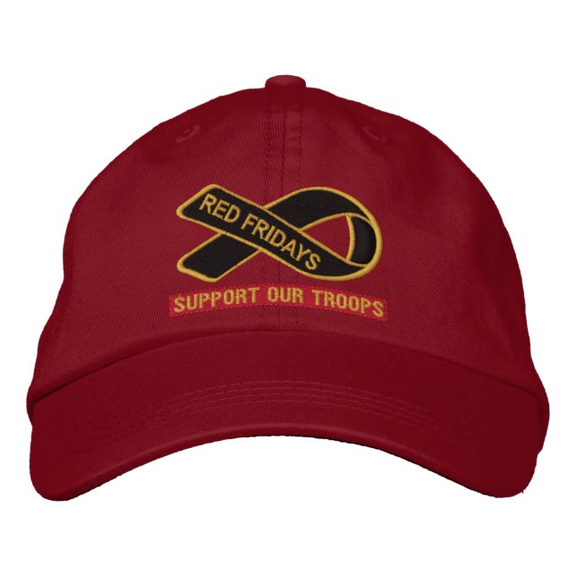 Red Fridays Support Our Troops Embroidered Hat (Front)