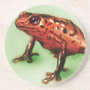 Red Frog SandStone Coaster, Animal Sketch Coaster