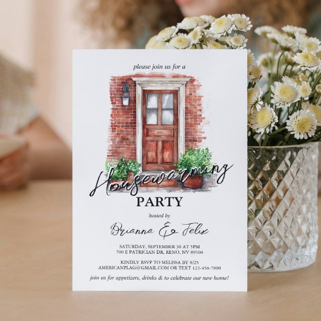 Red Front Door And Bricks House Warming Party Invitation (Creator Uploaded)