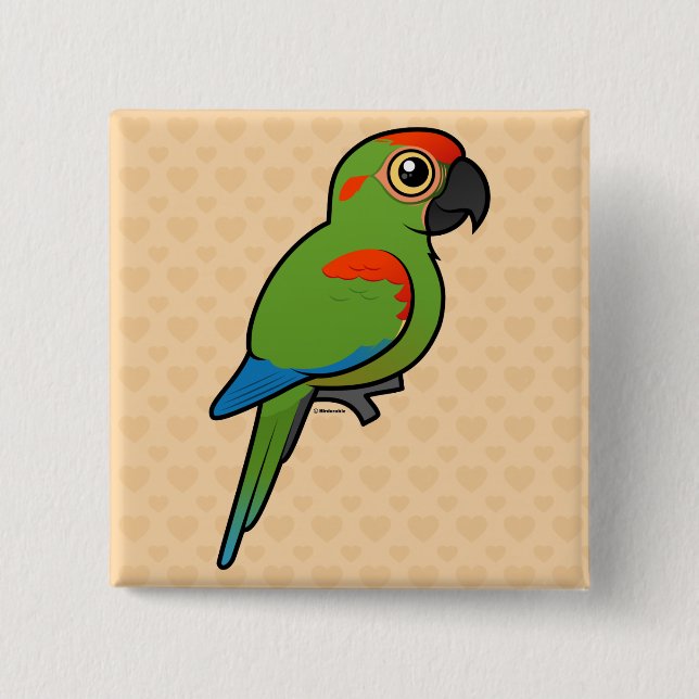 Red-fronted Macaw 2 Inch Square Button (Front)
