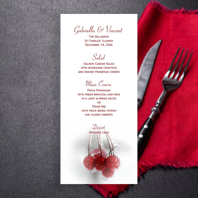 Red Frosty Berries Menu Mariage d'hiver (Créateur téléchargé)