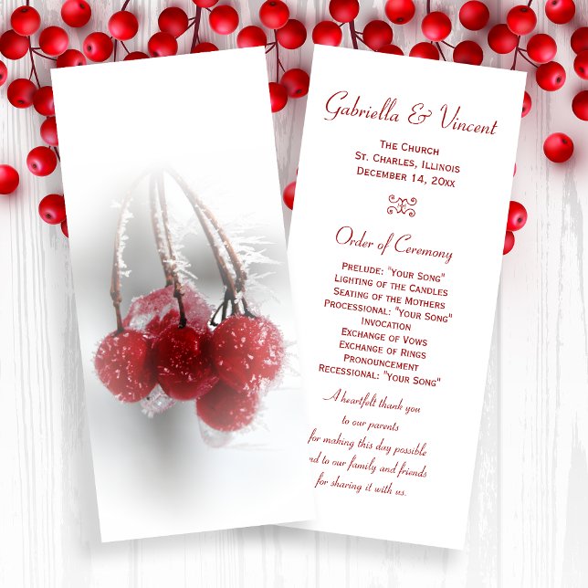 Red Frosty Berries Programme de mariage d'hiver (Créateur téléchargé)