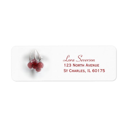 Red Frosty Winter Berries Return Address Return Address Label