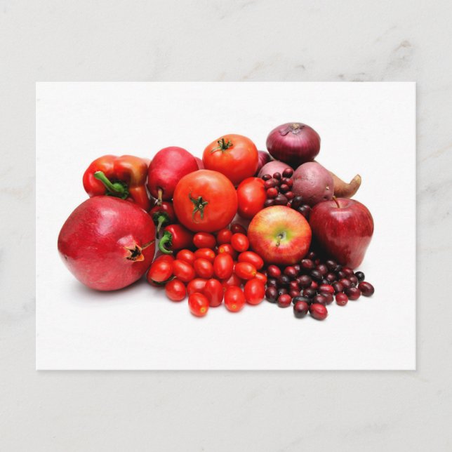Red Fruit And Vegetables Postcard (Front)