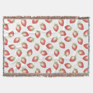 Red Fruit Strawberries Throw Blanket