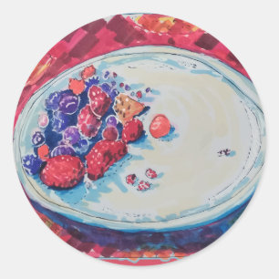 Red Fruits Bowl Classic Round Sticker