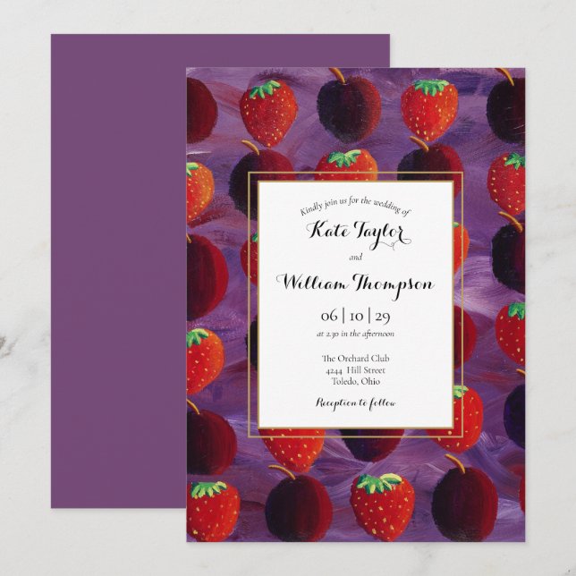Red Fruits Country Elegant Wedding Invitation (Front/Back)